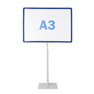 Ramka do plakatów z podstawą i mocowaniem (zestaw) A3 | niebieski | Podstawka szara