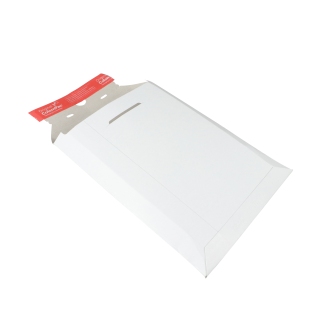 Koperta kurierska tekturowa B5, wymiary: 21 x 26.5 x 3 cm, zamykanie: pasek samoprzylepny z klejem, kolor biały 