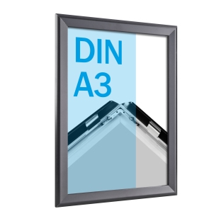 Ramka zatrzaskowa, aluminiowa, A3 czarny  | 32 mm | skos, nachylenie 