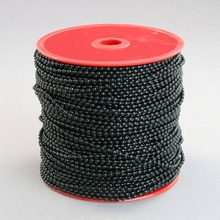Łańcuszki kulkowe na szpuli, średnica kulki 2,4 mm, kolor czarny, metal (szpula 100 m) 