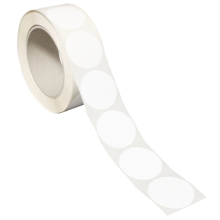 Kolorowe papierowe kółka samoprzylepne biały | 40 mm