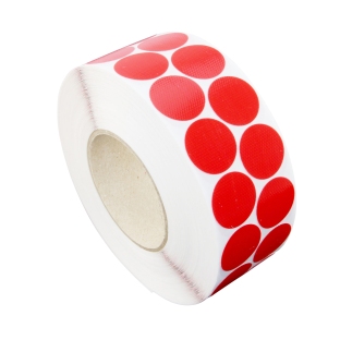 Kółka samoprzylepne płócienne, tekstylne, kolor czerwony 30 mm | 2500 szt