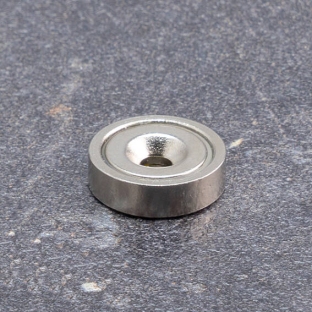 Magnes krążkowy z otworem pod śrubę 16 mm | N42  | niklowany 