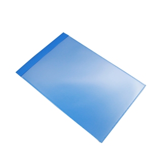 Kieszonki magnetyczne z klapką dla formatu A4, z 1 paskiem magnetycznym, otwarty krótki bok, PP, kolor niebieski 