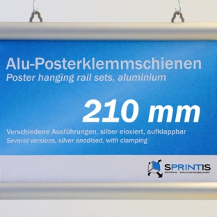 Aluminiowe listwy plakatowe z 2 zawieszkami, zestaw (1 komplet) 210 mm