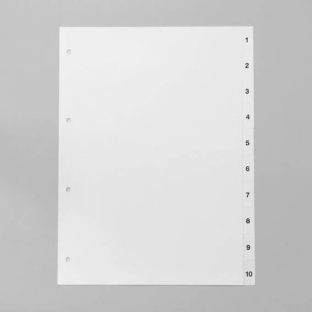Indeksy do segregatora A4, 10 kart (1-10), kolor biały (1 zestaw) 