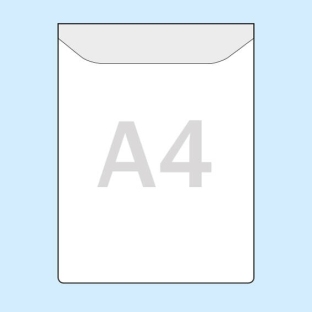 Kieszenie na dokumenty, prostokątne dla formatu A4, otwarty krótki bok, z klapką 