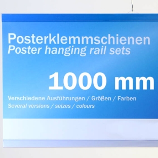 Listwy plakatowe wsuwane z 2 zawieszkami, zestaw (1 komplet) 1000 mm | przezroczysty | górna listwa z 2 zawieszkami
