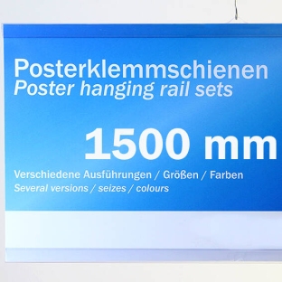 Listwy plakatowe wsuwane z 2 zawieszkami, zestaw (1 komplet) 1500 mm | przezroczysty | górna listwa z 2 zawieszkami