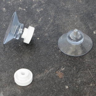 Przyssawka z gwintem i przeźroczystą nakrętką 30 mm | M4, długość 6 mm | z nakrętką radełkowaną z białego tworzywa sztucznego