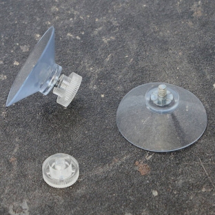 Przyssawka z gwintem i przeźroczystą nakrętką 40 mm | M4, długość 6 mm | z nakrętką radełkowaną z przezroczystego tworzywa sztucznego