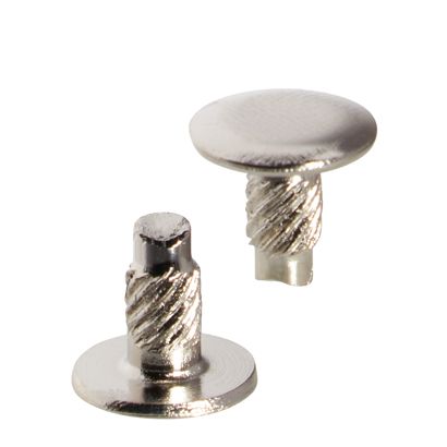 Śruby introligatorskie wciskane, 8 mm, z przedłużeniem 3 mm, niklowane 