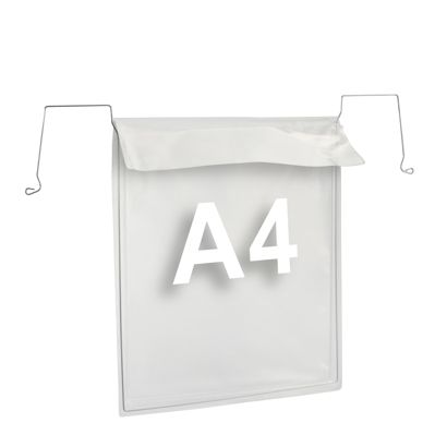 Kieszonki z drutem dla formatu A4, otwarty krótki bok, z klapką null