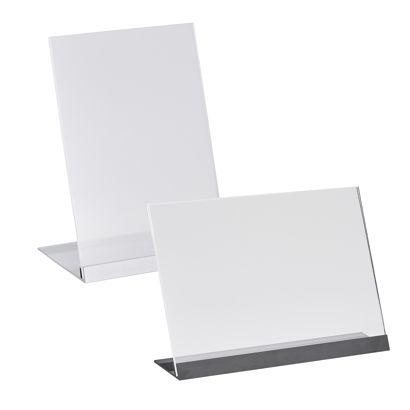 Stojak L z akrylu z aluminiową podstawą 