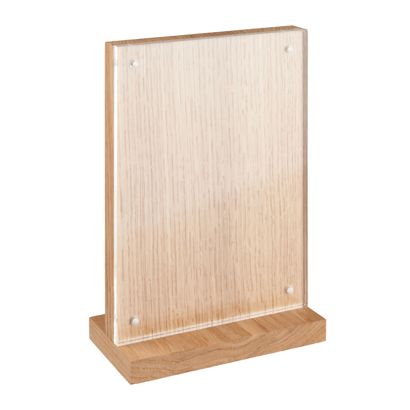 Magnetyczny uchwyt na menu akrylowy/dębowy 130 x 180 mm