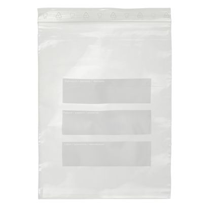 Torebka strunowa dla dokumentacji dentystycznej, z dodatkową kieszonką, folia PE 50 mikronów 180 x 250 mm | 50 µm | torebka strunowa dla gabinetów dentystycznych, z paskiem do opisu i dodatkową kieszonką