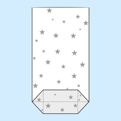 Torebki krzyżowe, folia OPP, w gwiazdki 180 x 300 mm