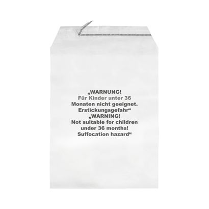 Torebki z klapką, z nadrukiem ostrzegawczym, folia PP 