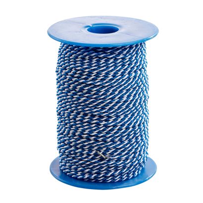 Sznurek na rolce, 2 mm x 100 m, wiskoza biały, niebieski
