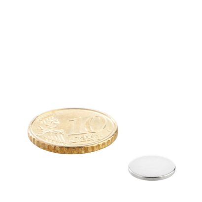 Magnesy neodymowe, krążki 10 mm x 1 mm | N35, osiowa (równoległe do wysokości)