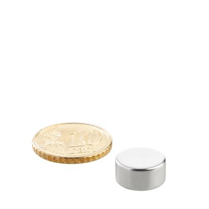 Magnesy neodymowe, krążki 12 mm x 6 mm | N45, osiowa (równoległe do wysokości)