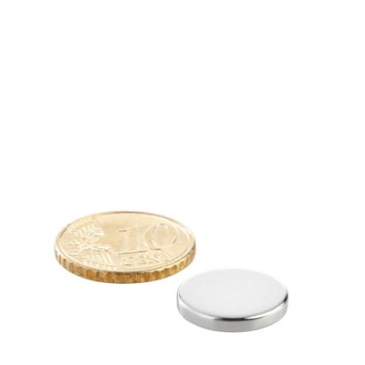 Magnesy neodymowe, krążki 15 mm x 2,5 mm | N35, osiowa (równoległe do wysokości)