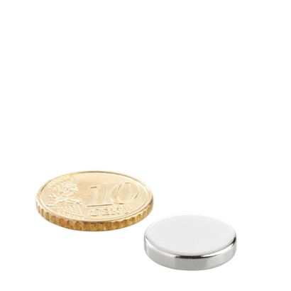 Magnesy neodymowe, krążki 15 mm x 3 mm | N35, osiowa (równoległe do wysokości)