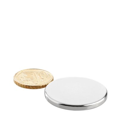Magnesy neodymowe, krążki 30 mm x 3 mm | N45, osiowa (równoległe do wysokości)