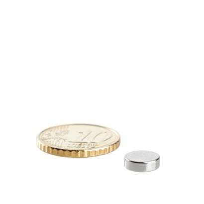 Magnesy neodymowe, krążki 8 mm x 3 mm | N35, osiowa (równoległe do wysokości)