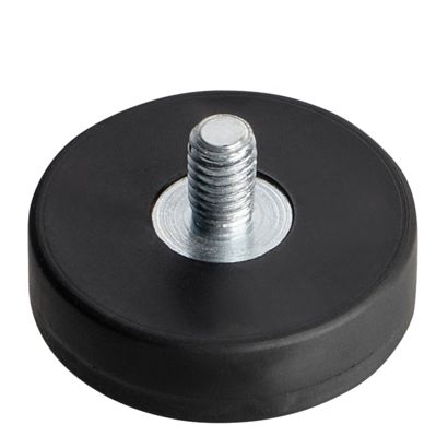 Magnesy powlekane gumą z gwintem czarny  | 22 mm | M4x6,5 mm 