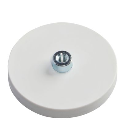 Magnesy powlekane gumą z wkrętem z gniazdem biały  | 43 mm | M4 