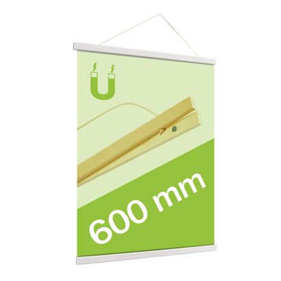 Drewniane listwy plakatowe z magnetycznym zamknięciem i sznurkiem null | 600 mm
