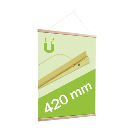 Drewniane listwy plakatowe z magnetycznym zamknięciem i sznurkiem null | 420 mm