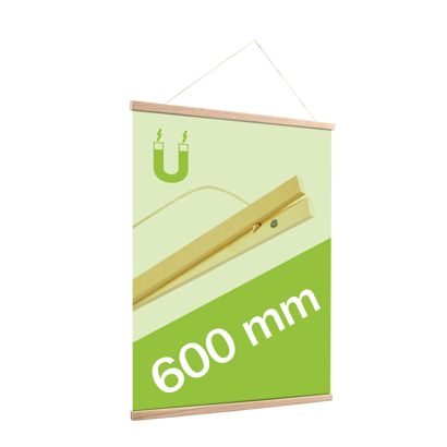 Drewniane listwy plakatowe z magnetycznym zamknięciem i sznurkiem null | 600 mm