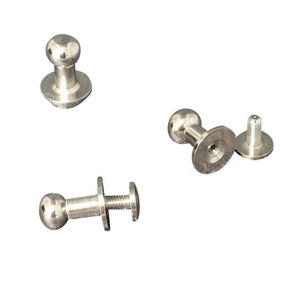 Kołki z łbem kulowym w komplecie ze śrubą, 13 mm, niklowane 