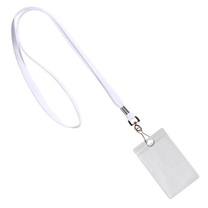 Uchwyt na identyfikator z zawieszką na szyję biały  |  86 x 54 mm  | pionowo 