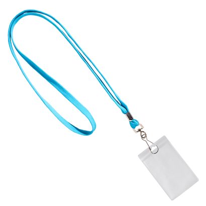 Uchwyt na identyfikator z zawieszką na szyję jasnoniebieski  |  86 x 54 mm  | pionowo 
