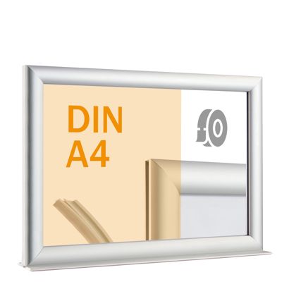 Tabliczka informacyjna A4, głębokość profilu 20 mm, narożniki ścięte, srebrny A4  | Format poziomy 