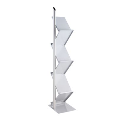 Stojak na broszury ZIG ZAG metalowy 6x A4 srebro 