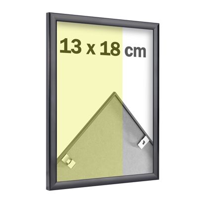 Aluminiowa ramka na zdjęcia, przezroczysty styren czarny | 13 x 18 cm | błyszcząca