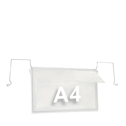 Kieszonki z drutem dla formatu A4, otwarty długi bok, z klapką 