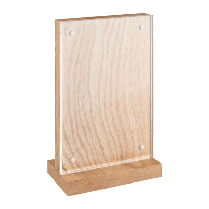 Magnetyczny uchwyt na menu akrylowy/dębowy 100 x 150 mm 
