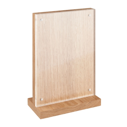Magnetyczny uchwyt na menu akrylowy/dębowy 130 x 180 mm 