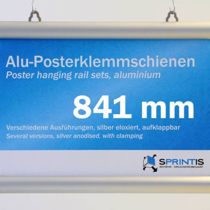 Aluminiowe listwy plakatowe z 2 zawieszkami, zestaw (1 komplet) 841 mm