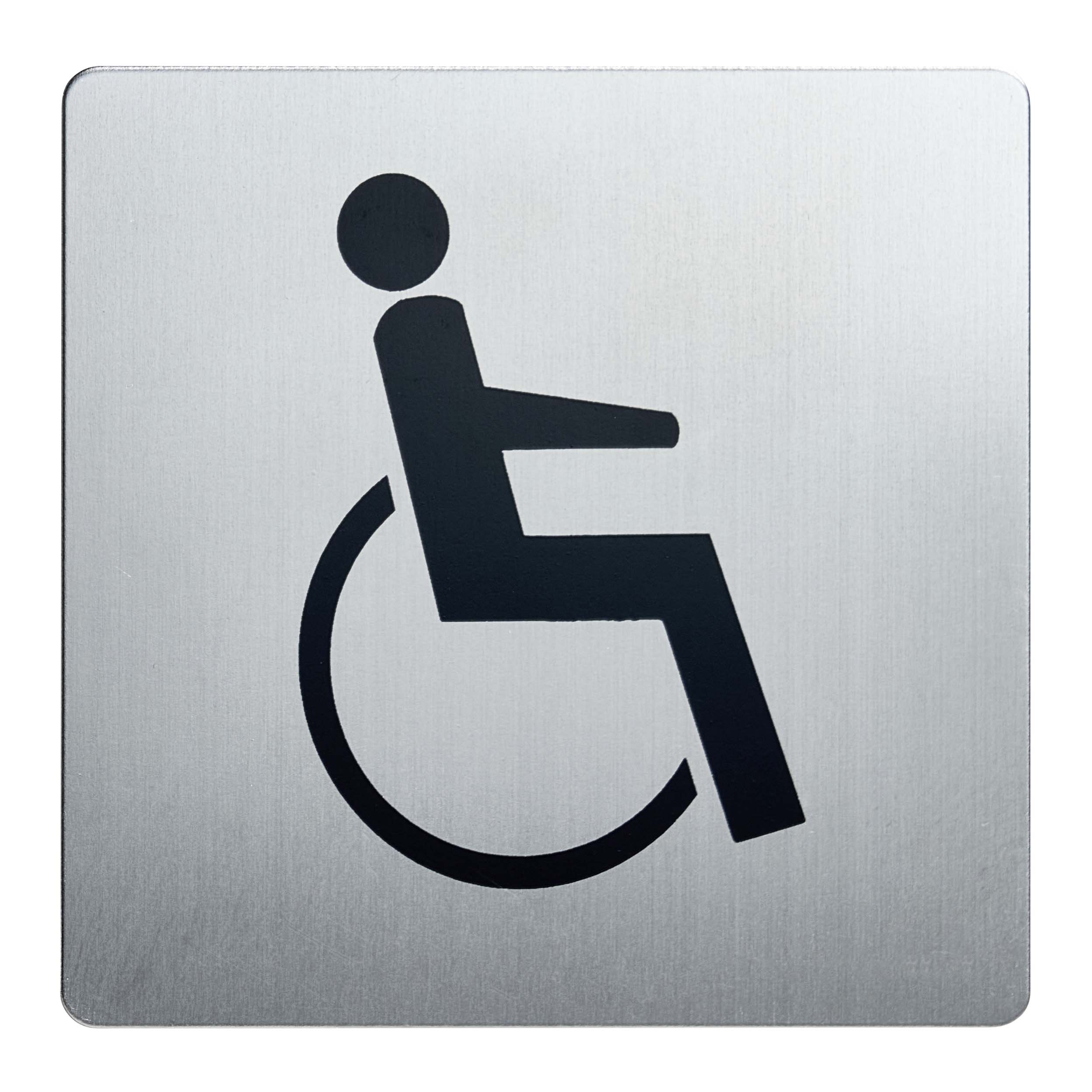 Cartello Porta WC Disabili - Plexiglas Rigido 90x90 Mm, Adesivo Forte - Rettangolo Blu, Simbolo Internazionale Accessibilità - 4